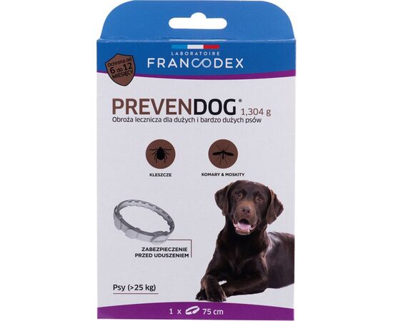 FRANCODEX OBROŻA BIOBÓJCZA PREVENDOG 75 CM DLA DUŻYCH I BARDZO DUŻYCH PSÓW POW. 25 KG - 1 SZT.