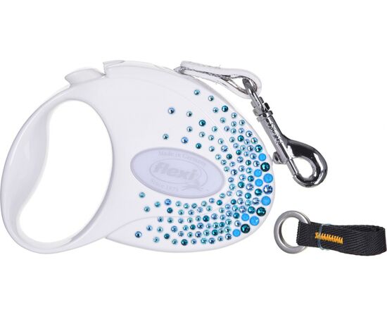 FLEXI GLAM SPLASH OCEAN WITH SWAROVSKI CRYSTALS S - DOG RETRACTABLE LEAD - 3 M - WHITE
