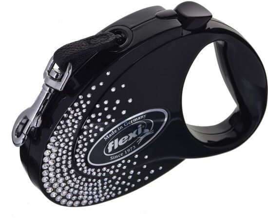 FLEXI GLAM SPLASH CRYSTAL WITH SWAROVSKI CRYSTALS M - DOG RETRACTABLE LEAD - 5 M - BLACK
