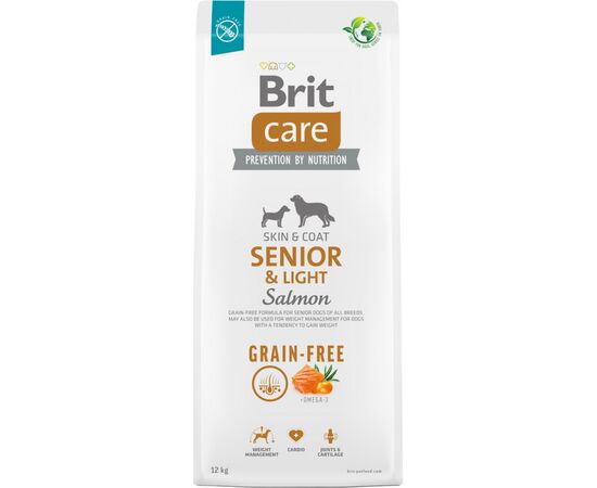 BRIT DRY FOOD FOR OLDER DOGS, ALL BREEDS (OVER 7 YEARS OF AGE) BRIT CARE DOG GRAIN-FREE SENIOR&LIGHT SALMON 12KG