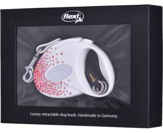 FLEXI GLAM SPLASH ORIENT WITH SWAROVSKI CRYSTALS S - DOG RETRACTABLE LEAD - 3 M - WHITE