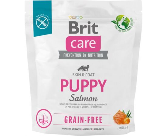 BRIT DRY FOOD FOR PUPPIES AND YOUNG DOGS OF ALL BREEDS (4 WEEKS - 12 MONTHS).BRIT CARE DOG GRAIN-FREE PUPPY SALMON 1KG