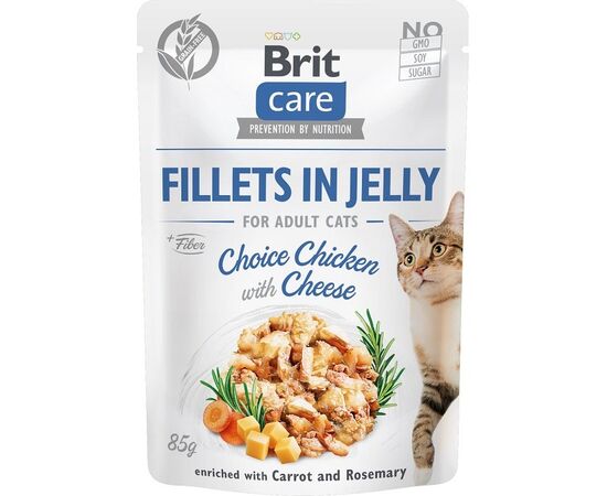 BRIT CARE FILLETS IN JELLY CHICKEN AND CHEESE - WET CAT FOOD - 85 G