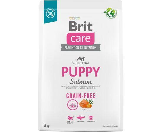 BRIT DRY FOOD FOR PUPPIES AND YOUNG DOGS OF ALL BREEDS (4 WEEKS - 12 MONTHS).BRIT CARE DOG GRAIN-FREE PUPPY SALMON 3KG