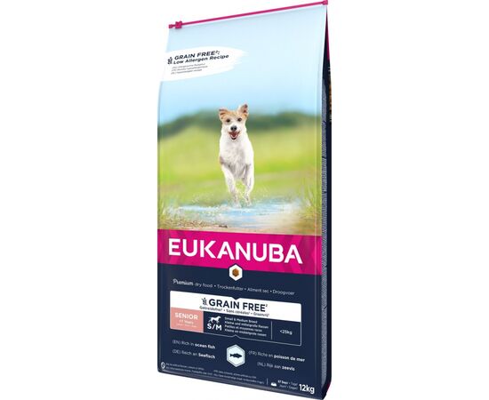 EUKANUBA GRAIN FREE SENIOR SMALL/MEDIUM BREED, OCEAN FISH - DRY DOG FOOD - 12 KG