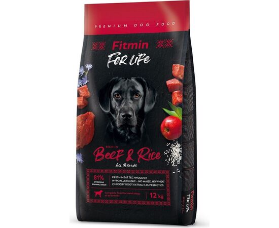 FITMIN DOG FOR LIFE BEEF & RICE - DRY DOG FOOD - 12 KG
