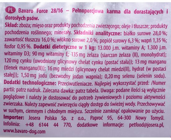 JOSERA BAVARO FORCE 28/16 18KG