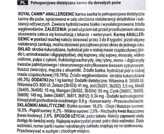 ROYAL CANIN ANALLERGENIC 8 KG ADULT