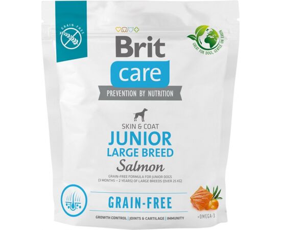 BRIT DRY FOOD FOR YOUNG DOG (3 MONTHS - 2 YEARS), LARGE BREEDS OVER 25 KG - BRIT CARE DOG GRAIN-FREE JUNIOR LARGE SALMON 1KG