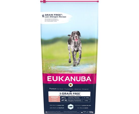 EUKANUBA GRAIN FREE SENIOR LARGE/GIANT BREED, OCEAN FISH - DRY DOG FOOD - 12 KG