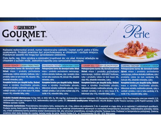 PURINA NESTLE GOURMET PERLE DUET FISH - WET CAT FOOD - 12X85 G