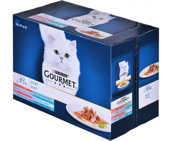 PURINA NESTLE GOURMET PERLE DUET FISH - WET CAT FOOD - 12X85 G