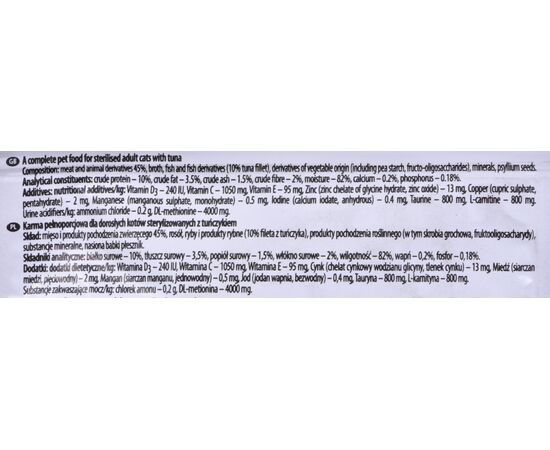 DOLINA NOTECI PIPER ANIMALS STERILISED WITH TUNA - WET FOOD FOR STERILISED CATS - 100G