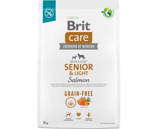 BRIT DRY FOOD FOR OLDER DOGS, ALL BREEDS (OVER 7 YEARS OF AGE) BRIT CARE DOG GRAIN-FREE SENIOR&LIGHT SALMON 3KG