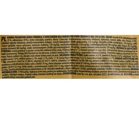 BRIT PREMIUM BY NATURE ADULT M  - DRY DOG FOOD - 3KG