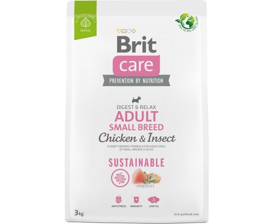 BRIT CARE DOG SUSTAINABLE ADULT SMALL BREED CHICKEN & INSECT  - DRY DOG FOOD - 3 KG