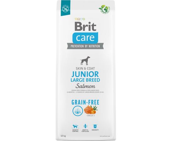 BRIT DRY FOOD FOR YOUNG DOG (3 MONTHS - 2 YEARS), LARGE BREEDS OVER 25 KG - BRIT CARE DOG GRAIN-FREE JUNIOR LARGE SALMON 12KG