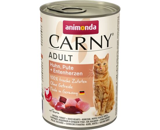 ANIMONDA CARNY ADULT FLAVOUR: CHICKEN. TURKEY. DUCK HEARTS - WET CAT FOOD - 400G
