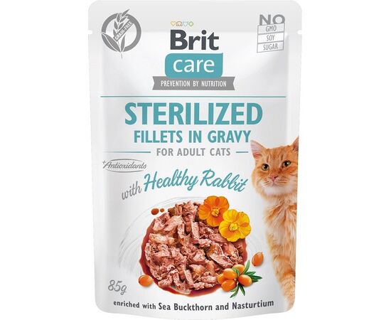 BRIT CARE STERILIZED FILLETS IN GRAVY RABBIT FILLETS IN SAUCE - WET CAT FOOD - 85 G