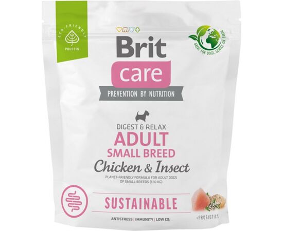 BRIT CARE DOG SUSTAINABLE ADULT SMALL BREED CHICKEN & INSECT  - DRY DOG FOOD - 1 KG