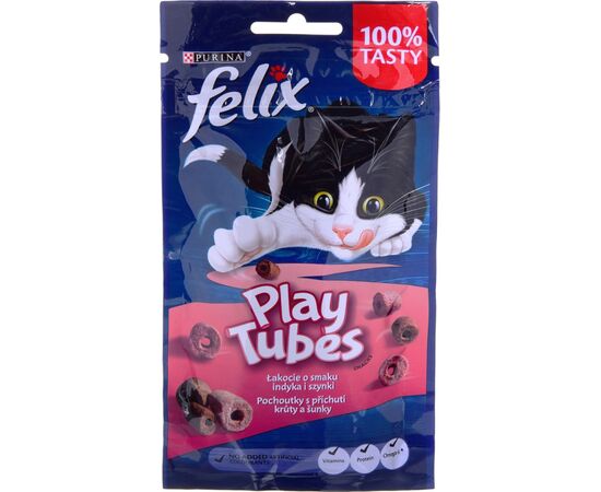 PURINA NESTLE FELIX PLAY TUBES TURKEY, HAM  - DRY CAT FOOD - 50 G
