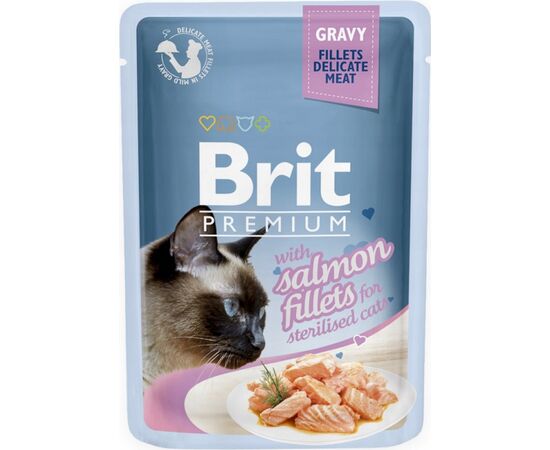 BRIT PREMIUM STERILISED GRAVY SALMON - WET CAT FOOD - 85G
