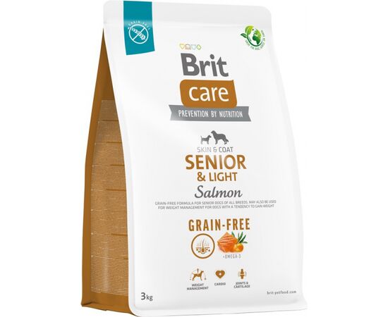 BRIT DRY FOOD FOR OLDER DOGS, ALL BREEDS (OVER 7 YEARS OF AGE) BRIT CARE DOG GRAIN-FREE SENIOR&LIGHT SALMON 3KG