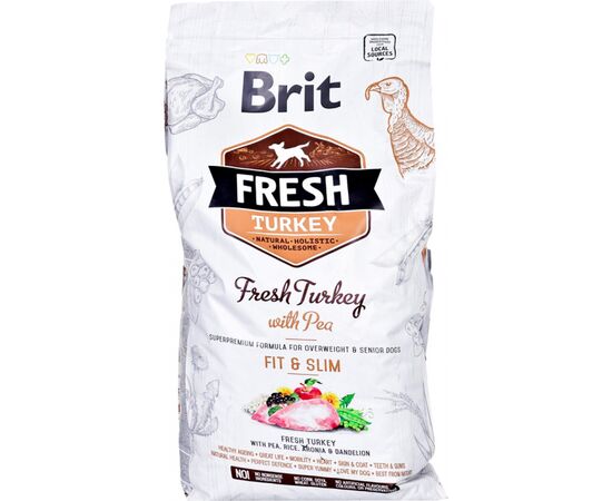 BRIT FRESH TURKEY & PEA FIT & SLIM - DRY DOG FOOD TURKEY WITH PEA 12 KG