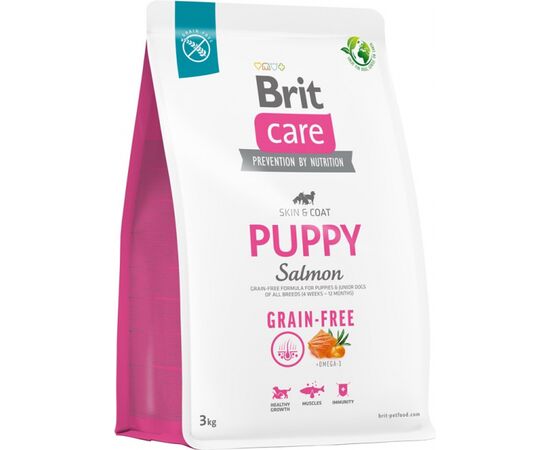 BRIT DRY FOOD FOR PUPPIES AND YOUNG DOGS OF ALL BREEDS (4 WEEKS - 12 MONTHS).BRIT CARE DOG GRAIN-FREE PUPPY SALMON 3KG