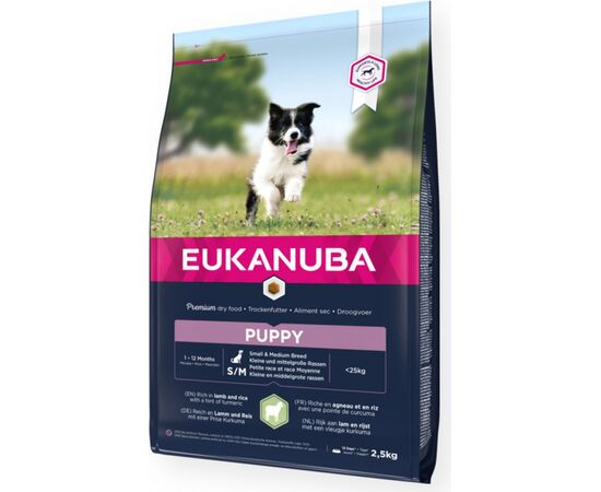 EUKANUBA PUPPY SMALL AND MEDIUM LAMB WITH RICE - DRY DOG FOOD - 2,5 KG